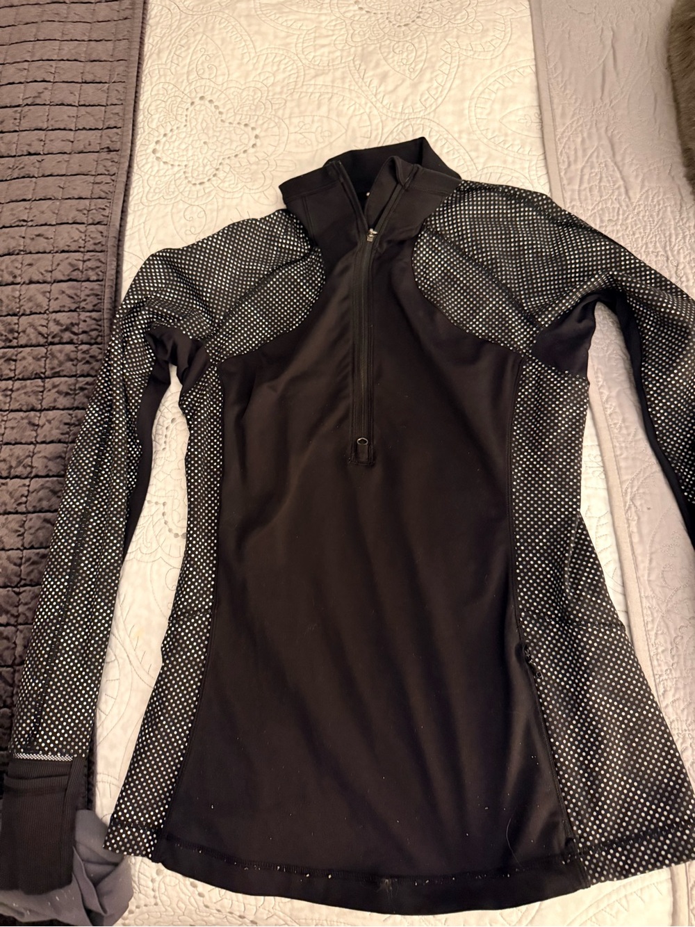 Women's Lululemon Black Long Sleeve Quarter-Zip Dress with Dot-Reflective Panels